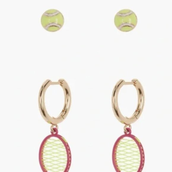 BaubleBar A Game of Style Neon Tennis Racket with Tennis Ball Studs Earrings NIB - Picture 5 of 5